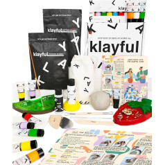 Clay Pottery Set for Beginners - Air-Drying DIY Set for Adults Includes 3 kg Clay, Tools, Acrylic Paints, Brushes, Sealant, Instructions (Classic Tones)