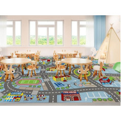 Capslpad Children's Car Rug, 200 x 300 cm, Non-Slip Children's Rug, City Map, Interactive Play Mat, Washable, Creative, Educational Play Mat for Children, Teenagers, Children's Room, Playroom Decor,