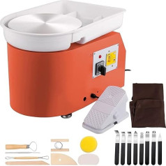 VEVOR 350W 220V Ceramic Wheel Machine Pottery Wheel, Electric Turntable 60dB, Pottery Wheel Machine, Max 300rpm, Turntable 28cm, Aluminum Alloy, DIY Pottery, Orange, 13.3kg