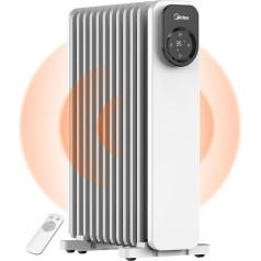 Midea NY2311-24UR Oil Radiator, Mobile Electric Heater, 11 Ribs with Remote Control and LED Touch Screen, Radiators Electric Heater with Thermostat, 4 Modes, Overheating Tilt Protection, Quiet, 2300 W