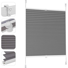 Sekey Pleated Blind, No Drilling Blackout, Window Pleated Blind Klemmfix Blind, 90 cm Wide, Tensioned Opaque Sun Protection Window Blind, 90 x 120 cm, Grey