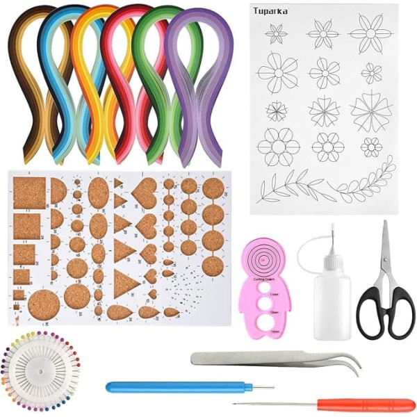 TUPARKA 15 PCS Paper Quilling Kits with 29 Colors 600 Strips Quilling Paper DIY Design Drawing Handcraft Tool