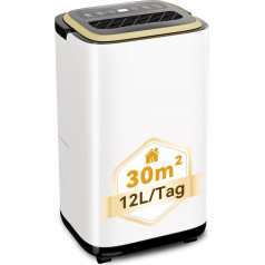 Devoko Electric Dehumidifier, 12 l/day Room Dehumidifier Electric with Moisture Sensor, LED Display, Dehumidifier Cellar with 2.2 L Water Tank, 1.5 m Drain Pipe, Filter for Home, Bathroom