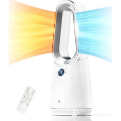 Ultty Fan Heater and Fan Combination, 2000 W Fan Heater, Energy Saving and 28 W Cold Fan, 80° Oscillating, All-Year Use, Remote Control Touch Control, Timer, Room Heater, White