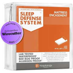 HOSPITOLOGY PRODUCTS Sleep Defense System King Mattress Cover with Zipper, Hypoallergenic, Waterproof, Bed Bug and Dust Mite Resistant, Stretchable, Standard 12