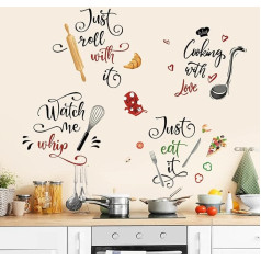 wondever Wall Sticker Kitchen Food Wall Sticker Kitchenware Sayings Wall Sticker Wall Decoration for Kitchen Cupboard Dining Room Baking Room