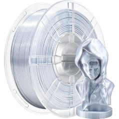 iBOSS PLA Plus (PLA+) 3D Printer Filament, Shiny Silk 1.75 mm, Dimensional Accuracy +/- 0.02 mm, 1 kg Spool (2.2 lbs) 3D Printing Filament (Silk Silver Colour)