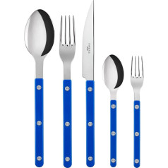 Cutlery set, 5 pieces - Bistrot - Knife, fork, tablespoon, teaspoon & cake fork - Stainless steel & nylon - Dishwasher safe - Ultramarine