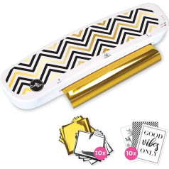Crafts&Co® Hot Foil Applicator Complete Starter Pack Includes 5 Silver and 5 Gold Foils, 10 Printed A6 Cards + 1 Transparent Folder