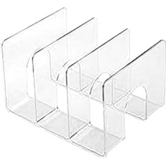 Desktop Bookend, Transparent Vertical Book Organiser Divider Shelf for School Home with Highly Transparent PET Material, Size 20.5 x 27 x 17 cm (Transparent)
