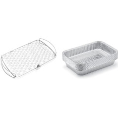 Weber Fish & Vegetable Holder / Basket - Large (46 x 28 cm), Stainless Steel & 6415 Small 7-1/2-Inch by 5-Inch Aluminium Drip Pans, Set of 10