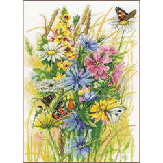 Lanarte Cross Stitch Embroidery Kits Counted Cross Stitch Pictures Set Wild Flowers and Butterflies Wall Decoration Handmade Set for Adults 30 x 43 cm Decorative Craft Set Craftsman Creative Gift Set