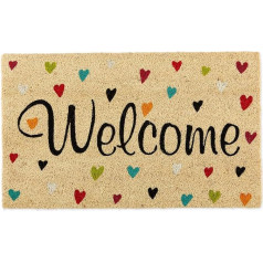 DII Indoor/Outdoor Natural Coir Easy Clean Rubber Back Entry Way Doormat For Patio, Front Door, All Weather Exterior Doors, 18 x 30 - Welcome Hearts