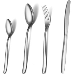 Cutlery Set for 6 People, 24 Pieces, Modern Stainless Steel Knife and Fork Spoon Cutlery Set