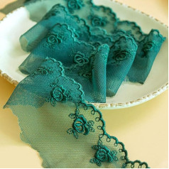 5 cm Wide 2 Yard Colourful Vintage Roses Embroidery Lace Tulle Fabric, Lace Ribbon Lace Trim Decorative Ribbon Lace Border Lace Gift Ribbon Decorative Ribbon for Wedding DIY Crafts Clothing Sewing,
