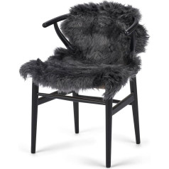 Lambskin Long Haired 90 x 60 cm Real Lambskin for the Sofa, Chair or Around the Dining Table Each Lambskin Rug is Unique and Created by Nature Colour: Dark Grey