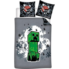 Minecraft Green Single Duvet Cover 140 x 200 cm + Pillowcase 65 x 65 cm Polycotton