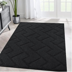 Biscpro Carpet Runner, 80 x 120 cm, Washable Non-Slip Dirt Trapper Mat, Carpet Runner for Entrance Area, Living Room, Hallway, Office, Bedroom, Kitchen, Black