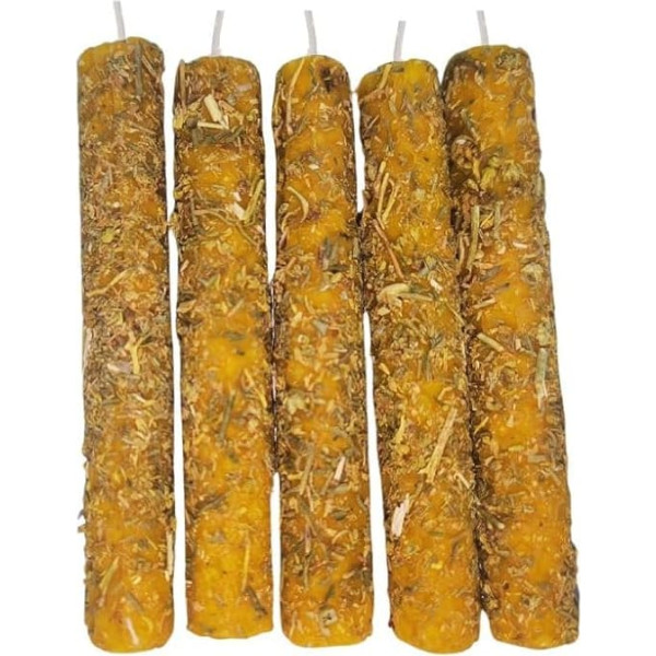 Honey & Ruda Candles - Pack of 5 - 10cm - Attracts Abundance and Cleans Negative Energies