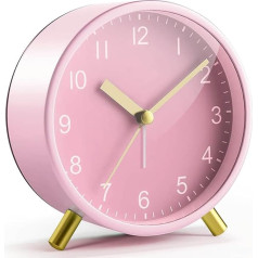 Leiser analoger Wecker mit Nachtlicht, nicht tickend, batteriebetrieben, runde Schreibtischuhr für Schlafzimmer, Büro, Kinder, schlichtes klassisches Design, ideal für schwere Schläfer, 11,4