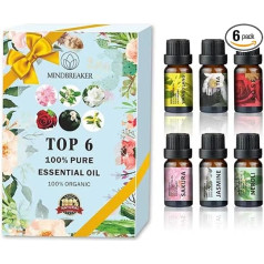 Flower Essential Oils Set, Organic Aromatherapy Fragrance Oils Top 6 100% Pure Therapeutic Essential Oils of the Highest Quality - Gift Set 6 / 10 ml Bottles (Unique Essential Oil Set-Top 6)