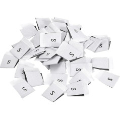 sourcing map Pack of 100 Clothing Sewing Size Label S Woven Embroidered Label White for Clothing