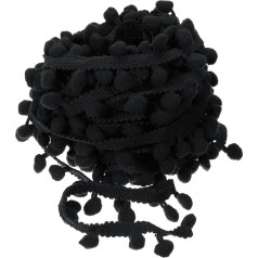 10 Yards Pom Pom Ball Fringe Trim, Ribbon Sewing Accessories DIY Crafts for Home Curtain Clothing Cushion Decoration (8 mm, Black)