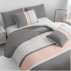Duvet Cover Set - LightCare Brushed Microfibre Bedding Sets 3-Piece with Zip, Ultra Soft Anti-Allergy Non-Iron Luxury Microfibre Grey & White (Grey, Super King)