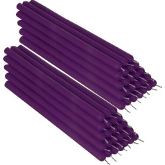 36336 Purple Beeswax 21 cm Soot Free Table Candles Handmade Ritual Candle Drip Candles Pack of 50