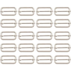 BIKICOCO Metallschieber Tri-Gleiter mit beweglicher Mittelstange, nicht geschweißt, 3,2 x 1,5 cm, Innenmaß silber Silber x 20 Stück.