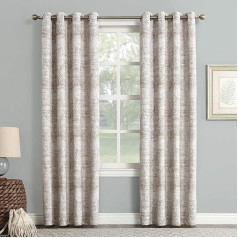 Sun Zero - 51953 Darren Woven Woven Jacquard Eyelet Curtains, Camel, 50