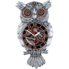 Steampunk Owl Wall Clock Hand Painted Resin Wall Carving