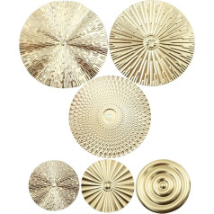 7 Pieces Modern Metal Wall Art Set, Gold Wall Decor for Living Room, Round Metal Wall Art with Sunray Pattern for Chic and Trendy Home Decoration