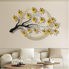 3D Metal Golden Flowers Wall Decoration, Modern Luxury Wall Picture, Wall Art, Wall Decoration for Living Room, Bedroom, Study, Office, Wall Decoration, 108 x 68 cm