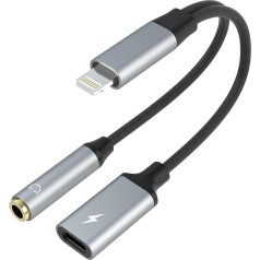 Pubiohs Lightning Adapter Headphones and Charging - Lightning to 3.5 mm Aux Jack Headphones and Charging Adapter 2 in 1, for iPhone 14 13 12 11 Pro Max Plus SE X XR XS 8 (No Calls Supported)