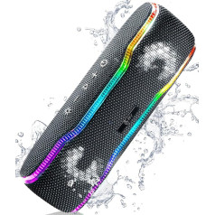 AY Bluetooth Speaker, Music Box, Portable IPX7 Waterproof Bluetooth Box with Colourful Light and Rich Bass, Stereo Pairing, Built-in Microphone, 24 Hours Battery, Perfect for Home, Outdoor Use