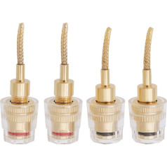 4 x 2 mm pin to banana socket, gold-plated plug, 4 mm banana socket to 2 mm pin plug, HiFi cable adapter plug for audio, 16.5 x 44 mm