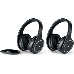 Meliconi Easy Digital Bundle Headphones 2 Wireless Stereo TV Headsets 100% Digital with Analogue / Digital Audio Input and Dimensional Transmitter Base Black