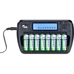 tka Köbele Akkutechnik Battery charger: charger for 8 AA batteries, LCD display and single bay monitoring (battery charging station, battery charger, batteries)