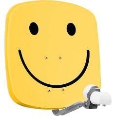 Technisat Digidish 45 Satellite Dish 45 cm mirror with wall mount and Universal Twin LNB (Two) Smiley Yellow