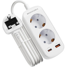 Adapter England Germany Plug, Travel Adapter UK with PD20W USB Fast Charge, 2 Way Socket Adapter England Type G 1.5m Cable UK Adapter for UK, London, Ireland, Cyprus, Dubai, Singapore