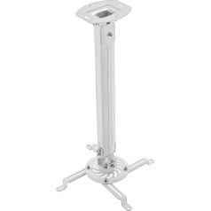 deleyCON Universal Projector Mount Ceiling Mount +-15° Tilting - 360° Rotatable - up to 13.5 kg - Height Adjustable 545 mm - 900 mm - Cable Guide - White