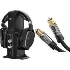 Sennheiser RS195-U Digital Wireless Headphone System & KabelDirekt - TOSLINK Cable, Optical Audio Cable - 3 m - Fibre Optic Cable for Soundbar