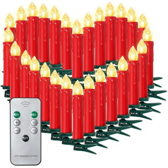 40 Red Christmas Candles Christmas Lights Christmas Candles with Remote Control Wireless Christmas Tree Candles 10/20/30/40 [Energy Class A+++]