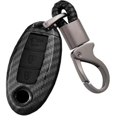 HIBEYO Smart Car Key Case Fits Nissan Key Case Remote Control for Nissan Qashqai X-Trail T32 T31 Juke Infiniti Key Ring Cover Protective Key Case Carbon Fibre Black