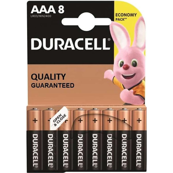 Duracell Batteries AAA LR03 1.5 V MN2400 Alkaline Batteries Pack of 8