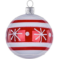 Set of 6 Christmas tree baubles (diameter 7 cm) made of mouth-blown and hand-painted glass