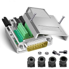 DB15 Male No Soldering 2 Row Metal Housing 15 Pin RS232 D-SUB Male Serial Adapter