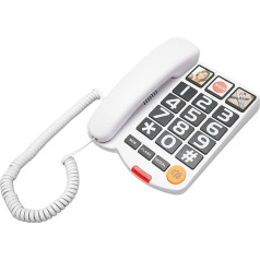 Corded Telephone with Hands-Free Function and Photo Memory, Landline Telephones for Home, Corded Telephone for Seniors, Direct Dial with Speaker for Seniors (White)