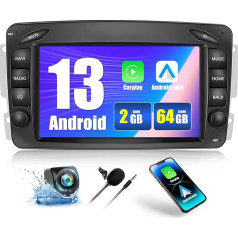 [2+64G] SIXWIN Android 13 Car Radio for Mercedes-Benz CLK C208 W208 W209 E-W210 Clase C W203 Viano W639 SLK W170 with Carplay/Android Auto/Mirrorlink, 7 Inch Touch Screen Supports WiFi GPS FM